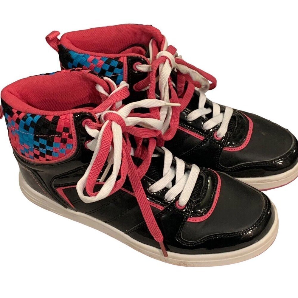 G21 Women's Black Hot Pink Shanti-2 High Top Sneakers Shoes Size 7​​​​​​